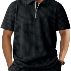 DMOYALA Mens Zipper Polo Shirts